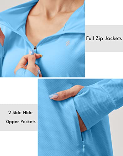 Soothfeel Women's UPF 50+ Sun Protection Shirt Hoodie Jacket Lightweight - color: Blue, size: X-Large