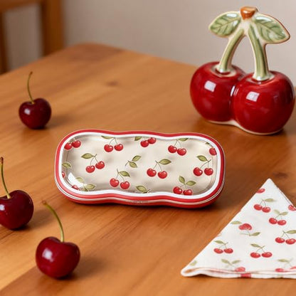 Glasses Case Hard Shell, Clear Eyeglass Case, Cute Holder for Sunglasses and Reading Glasses - color: Red Cherry1
