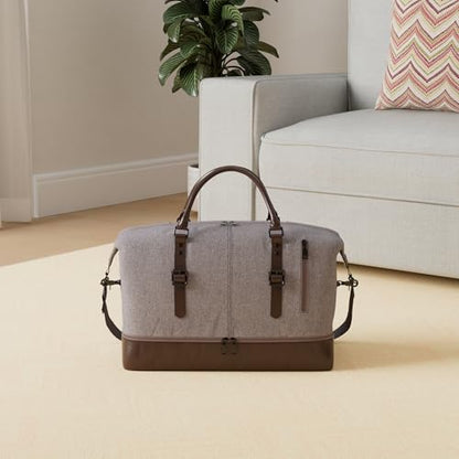 Weekender Overnight Bag Carry On Bag Travel Bag with Shoe Pouch - color: Grey
