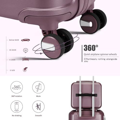 Somago Luggage Sets 4 Piece Lightweight Hardside Polypropylene Travel Suitcases with Double Spinner Wheels and TSA Lock,Elegant Purple - color: Elegant Purple, size: 4-Piece Set(14/20/24/28)