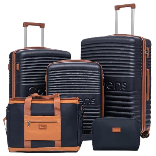 Cobens Luggage Sets 5 Piece, Suitcases with Wheels, TSA Lock, 20/24/28,Blue - color: Blue, size: 5 Piece Sets (20/24/28/DB/TB)
