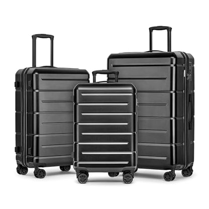 KYME Luggage Sets 3 Piece Hardshell 20"/24"/28" Suitcase with Wheels Hardside Suitcase Set with TSA Lock Large Travel Luggage Set for Women Men Black - color: Black, size: 3-Piece Set (20/24/28)