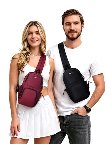 ECOHUB Crossbody Bags for Women Men, Anti-Theft RFID Blocking Sling Backpack Water Resistant Chest Shoulder Daypack, Black - color: Black
