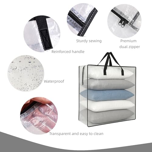 GONGKANGYUAN 2 Pack Clear Storage Bags with Zipper and Handles – Blanket Bags for Closet Storage, Moving & College Packing – Underbed Organizer for Clothes, Pillows, Bedding, Christmas Wreaths