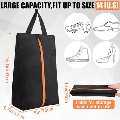 TOBWOLF 2PCS Golf Shoe Bags, Water-Resistant for Smelly Cleats - color: Black-Orange & Black-Yellow