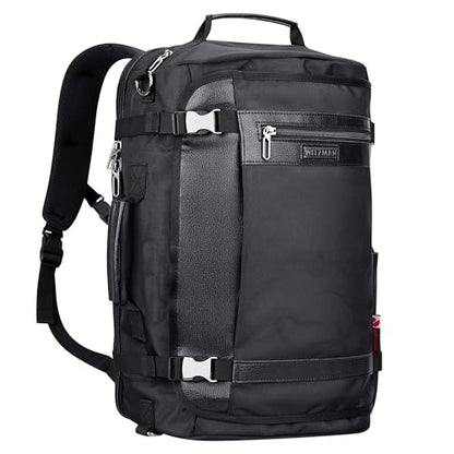 WITZMAN Travel Backpack for Men Women Laptop Backpack with USB Charging Port Carry-on Luggage Flight Approved(B686 Black) - color: Black