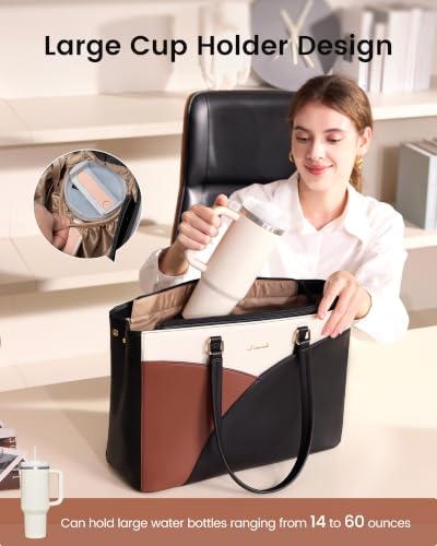 LOVEVOOK Laptop Bag for Women Laptop Tote Bag,15.6 Inch Black-white-gray - color: Black-white-gray, size: 15.6 Inch