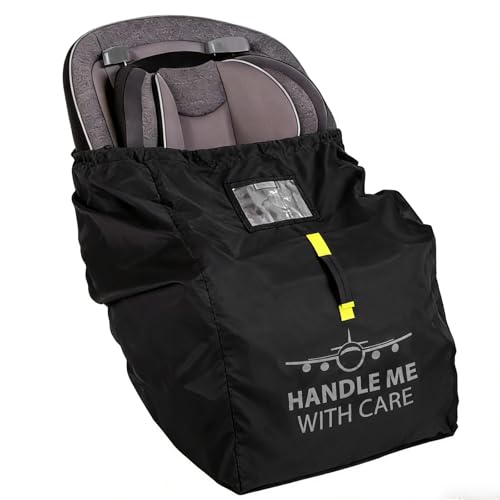 Car Seat Travel Backpack – Universal Fit Bag with Adjustable Backpack Straps, Water-Resistant Airplane Travel Essentials with ID Window