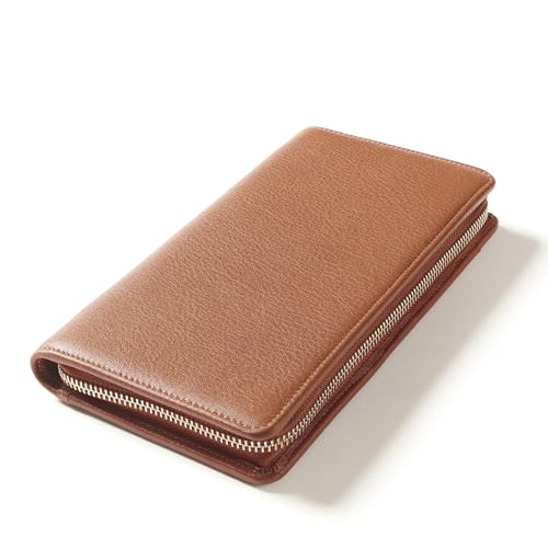 Leatherology Zippered Travel Wallet & Passport Holder - Cognac - color: Cognac