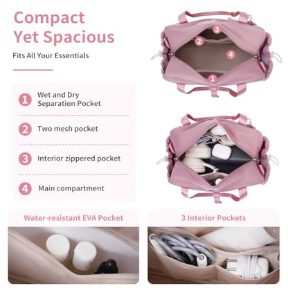 ECOHUB Small Gym Bag for Women, Mini Duffle Bag with Wet Compartment Pink - color: Pink
