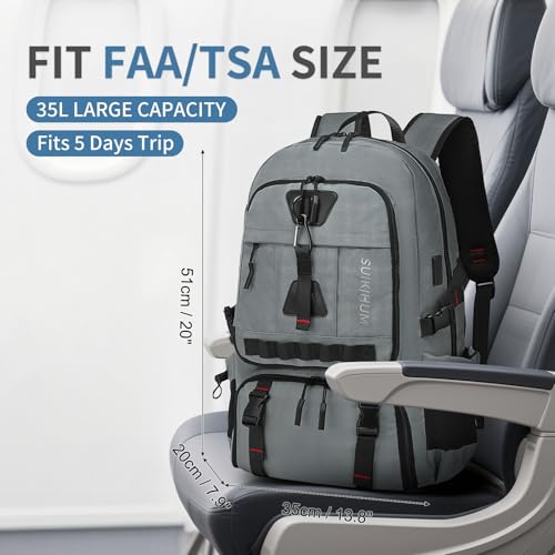 Travel Backpack with Shoe Compartment 35L TSA Carry on Fits 18.4" - color: Standard Grey