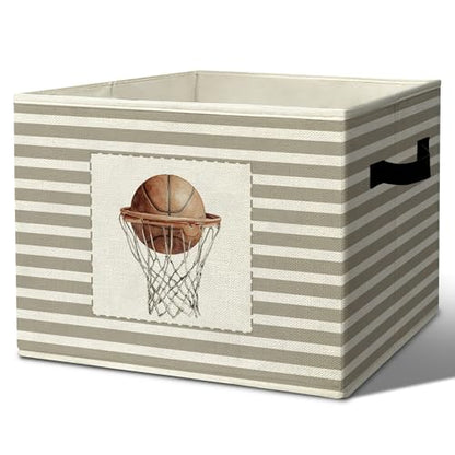 Rustic Basketball Hoop Storage Bins Boxes Handles - color: 024