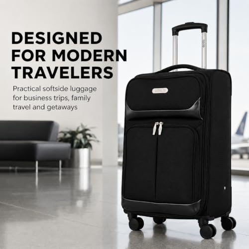 IZOD Ocean 3 Piece Softside Luggage Set with Spinner Wheels - color: Black