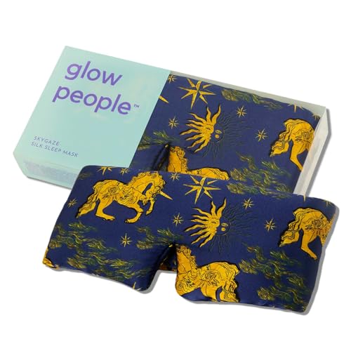Glow People Silk Sleep Mask – 100% Mulberry Silk Eye Mask for Sleeping, Total Blackout, Cloud-Soft and Adjustable for Beauty Sleep and Travel - Skygaze - color: Skygaze
