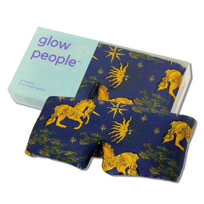 Glow People Silk Sleep Mask – 100% Mulberry Silk Eye Mask for Sleeping, Total Blackout, Cloud-Soft and Adjustable for Beauty Sleep and Travel - Skygaze - color: Skygaze