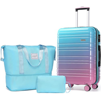 LARVENDER Carry on Luggage Sets 3 Piece, 20inch Suitcase Set, Cotton Candy - color: Cotton Candy 20in, size: 3 Piece Set (20/DB/TB)
