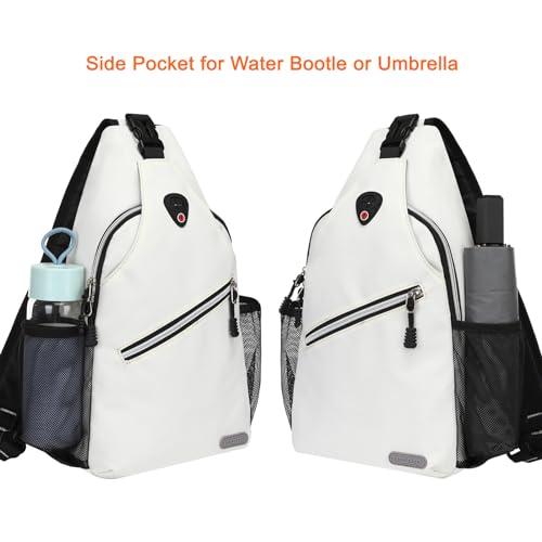 MOSISO Small Sling Bag for Men, Crossbody Shoulder Chest Daypack Bag - color: Ivory White