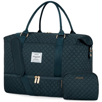 LOVEVOOK Travel Duffle Bag,Weekender Bags for Women with Shoe Compartment - color: Peacock Blue-b, size: Large-2 Pcs