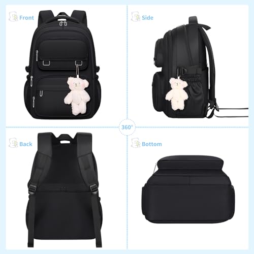 KBTYE School Backpack for Kids Girls Cute Travel Backapck for College - color: Black