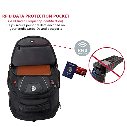 Swissdigital Design Travel Laptop Backpack for Men with TSA Friendly J14-BR - color: Black