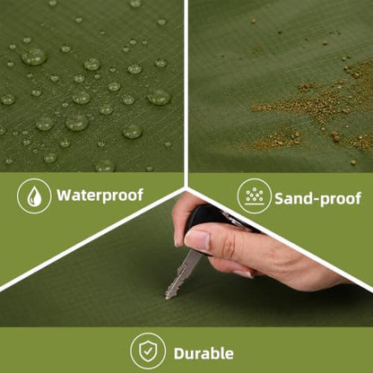 Frelaxy Pocket Picnic Blanket, Waterproof Blanket for Beach Festival - color: Army Green, size: 35'' x 57''