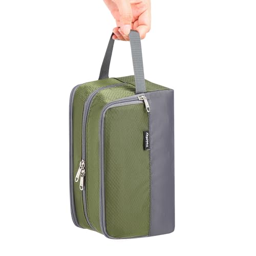 Yeiotsy Toiletry Bag - Travel Dopp Kit with Mesh Pockets, Compact Organizer for Gym, Camping, Hiking (Army Green) - color: Army Green