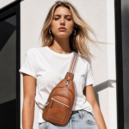 TOPEAST Sling Bag for Women, Anti-Theft Crossbody Bag with RFID Blocking - color: Brown