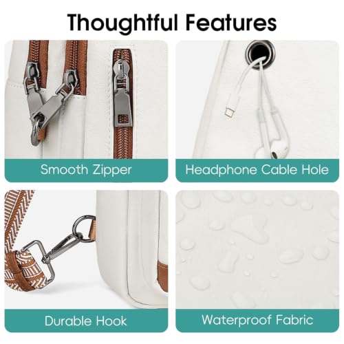 HomemeDiary Anti Theft Crossbody Bags for Women, RFID Sling Backpack Purse - color: White & Brown