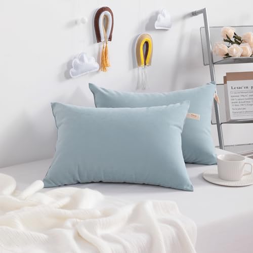 NTBAY Toddler Pillows, Set of 2, 13"x18", Sea Green - color: Sea Green, size: 13"x18"