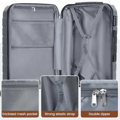 Luggage Sets 3 Piece Lightweight Durable Hardshell Suitcase (Grey) - color: GREY