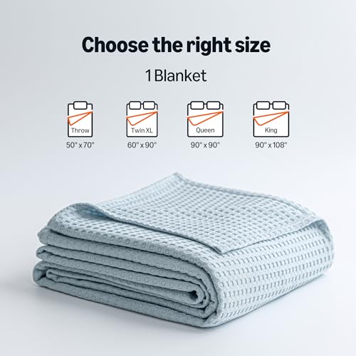 Amazon Basics Waffle 100% Viscose from Bamboo Blanket, Throw, Blue - color: Blue, size: Throw