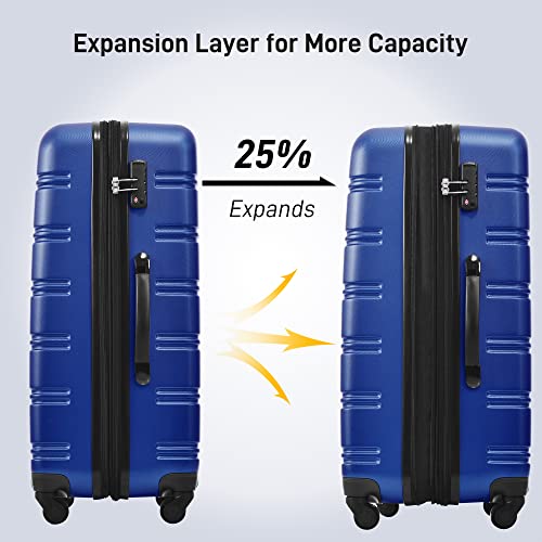 Merax 3 Piece Luggage Set,Hardside Expandable Suitcase Set,Deepblue - color: Deepblue-2, style: 3-piece Set(20/24/28)