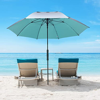 G4Free UV Golf Beach Umbrella 68”Auto Open Extra Large Sun Shade Umbrellas - color: Silver/Lake Blue