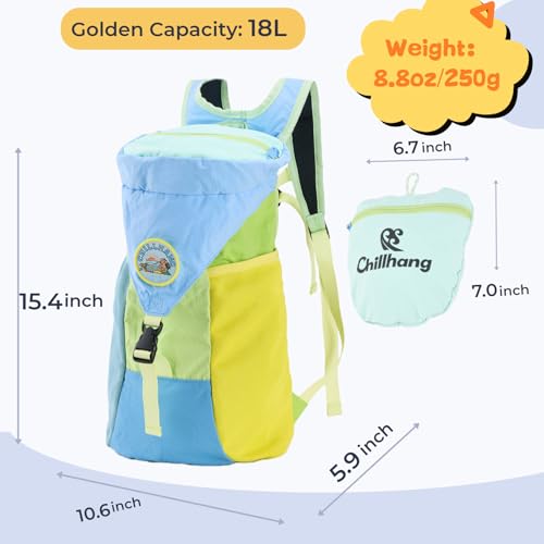 Packable 18L Hiking Daypack, Lightweight for Men/Women. Foldable, Water-Resistant, Small Backpack Color Block. (Blue) - color: Blue
