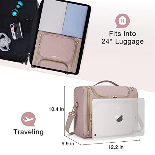 BAGSMART Women's Travel Toiletry Bag, Water-resistant Large Capacity, Pink - color: Pink