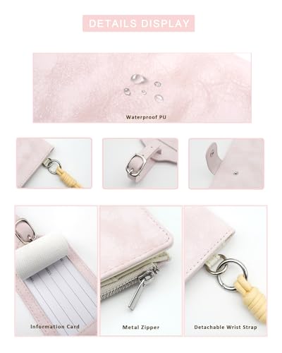 Passport Holder for Travel, Rfid Passport Wallet with Zipper - color: Petal Blush