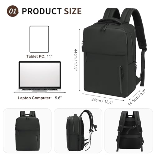 20L Backpack for 15.6 Inch Laptop for Men and Women Black - color: Black