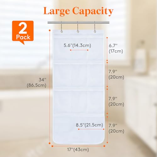 Lifewit Mesh Shower Caddy, 11 Pockets Hanging Bathroom Organizer, 2 Pack - size: 17" x 34"