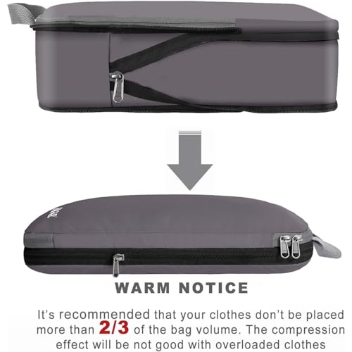 BAGAIL 4 Set/6 Set/8 Set Compression Packing Cubes Travel Accessories Expandable Packing Organizers (Cloth Pattern, 4-Dark Greyish) - color: 4-Dark Greyish, style: Cloth Pattern
