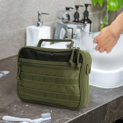 Hanging Toiletry Bag for Men,Travel Toiletry Bag Organizer Dopp Kit - color: Green