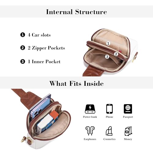 Haytijoe Small Anti Theft Crossbody Bags for Women for Daily Travel - color: White Brown