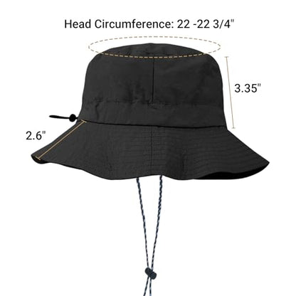 NPQQUAN Sun Bucket Hats for Woman Men Lightweight Sun Hat Packable Foldable - color: (Black)