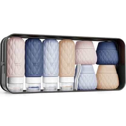 Travel Bottles for Toiletries Silicone Travel Size Containers 3.4oz 1.7oz - color: Muted Cloudy