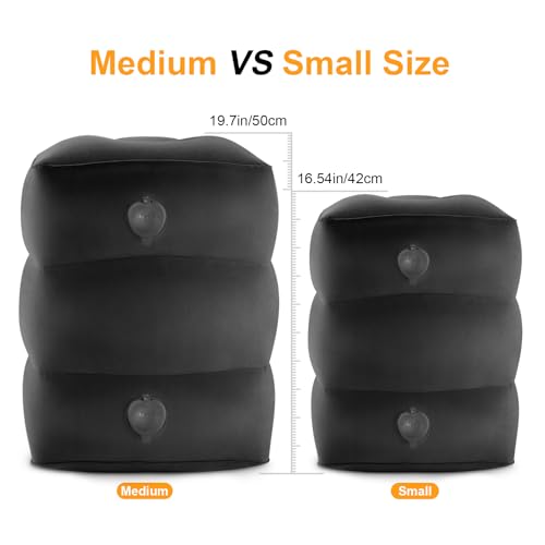 Inflatable Travel Foot Rest Pillow, Small Size（Black, 1 Pack） - color: Black, size: 1 Pack-S