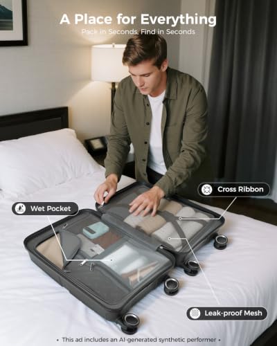 20 Inch Carry-on Luggage with Spinner Wheels, Hard Shell Suitcase with TSA Lock, Airline Approved, Rolling Suit Case for Travel Weekend Trips, Dark Grey Color - color: Dark Grey
