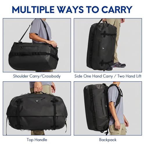 Haimont IPX7 Waterproof Roll-Top Dry Duffel Backpack Bag - color: Black, size: 90L