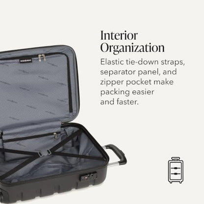 SwissGear 7366 Signature Hardside Expandable Luggage with Spinner Wheels, TSA Lock, Cup-Holder, Black, 2-Piece Set (19/27) - color: Black, size: 2-Piece Set (19/27)