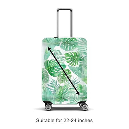 HOMETITUTE Tropical Leaf Luggage Cover 22-24 Inch Medium | Suitcase Protector, Baggage Sleeve | Medium Travel Cover, Luggage Wrap | Airport, Cruise, Hotel (Tropical Leaf) - color: Green#2
