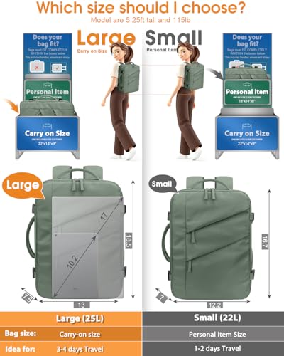 Capolo Travel Laptop Backpack Women Carry On Backpack Weekender Travel Bag - color: Green, size: Large