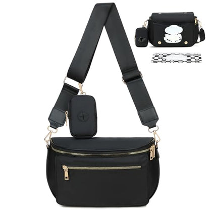 Small Diaper Bag Fanny Pack with Wipes Dispenser for Travel & Quick Trips - color: #180 Pure Black